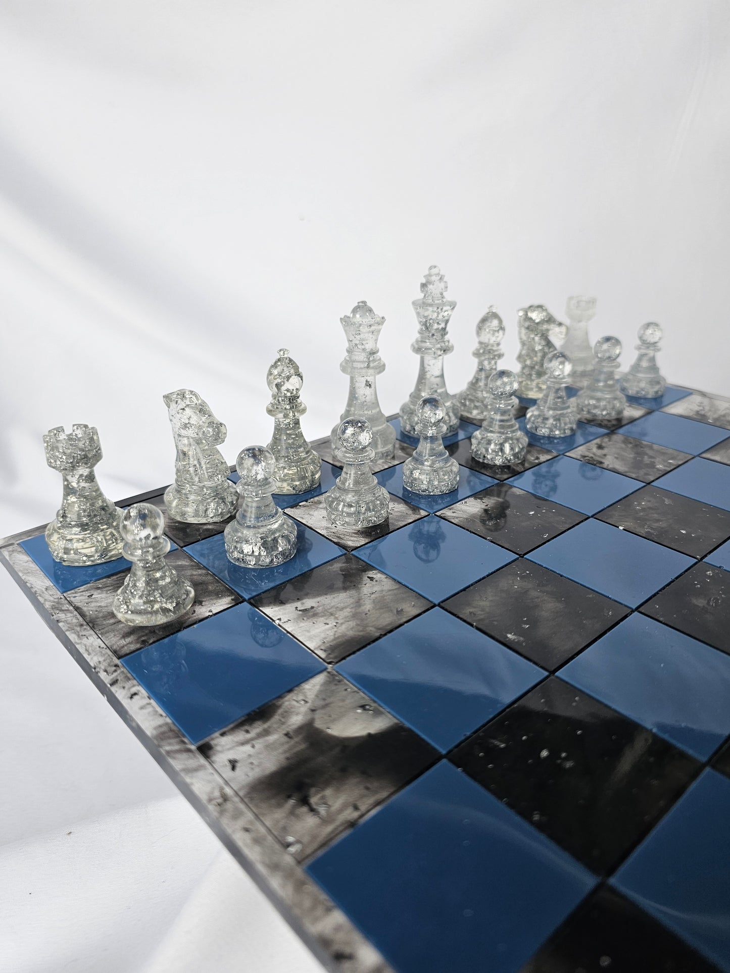 Jeu d'échiquier bleu/noir