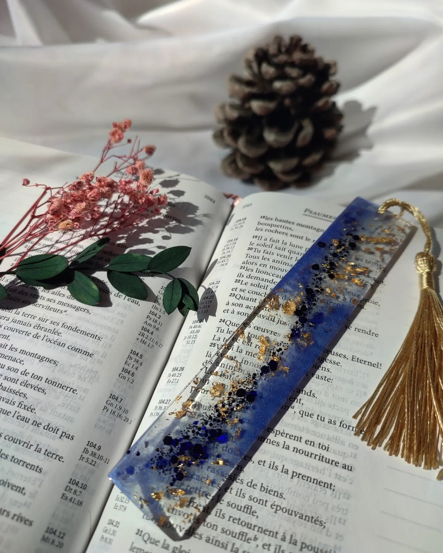 Smoky Blue/Gold Bookmark