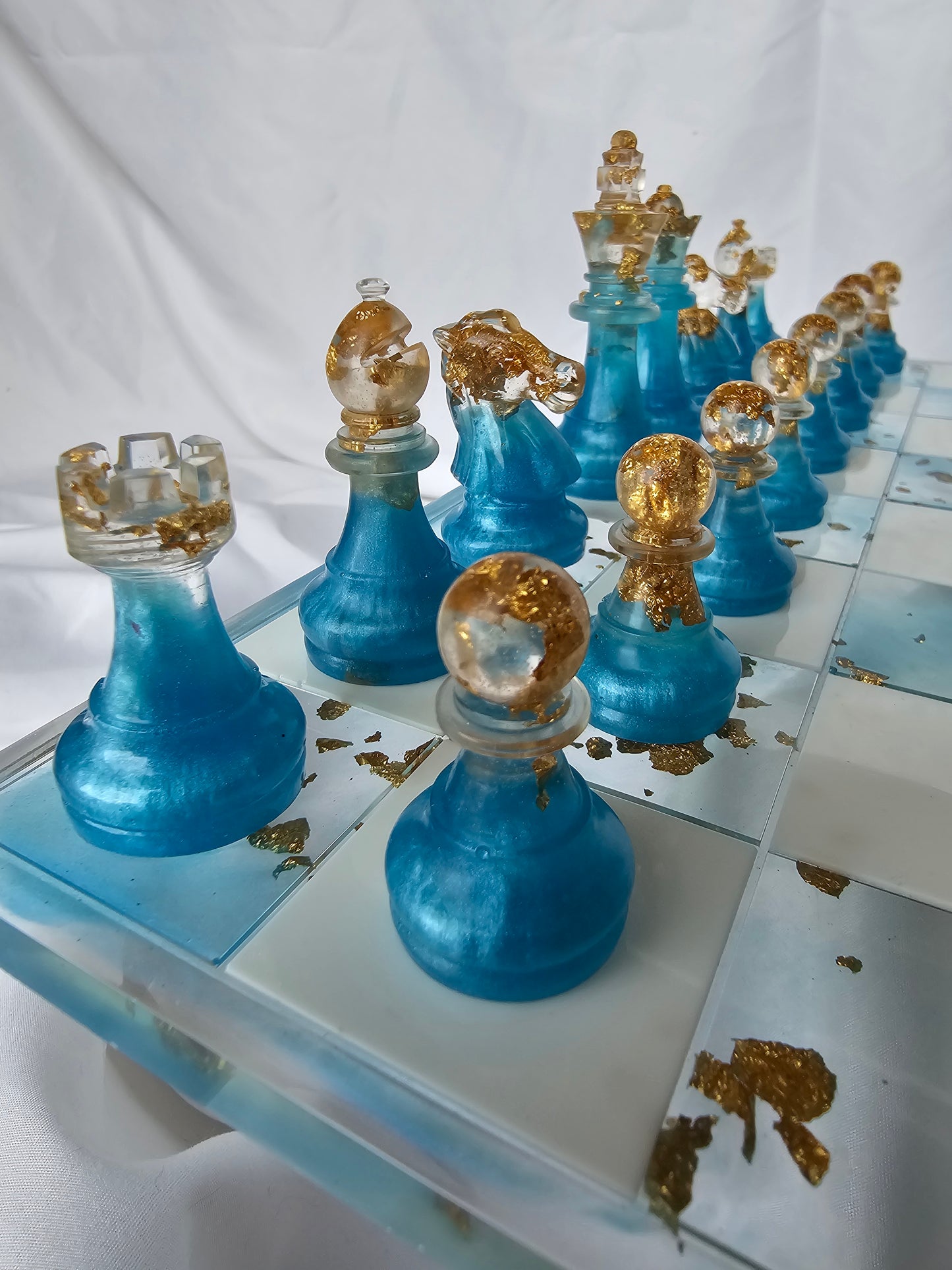 Jeu d'échiquier bleu